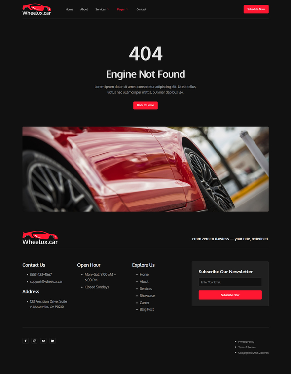 Wheelux - Car Detailing Services & Car Repair Elementor Template Kits