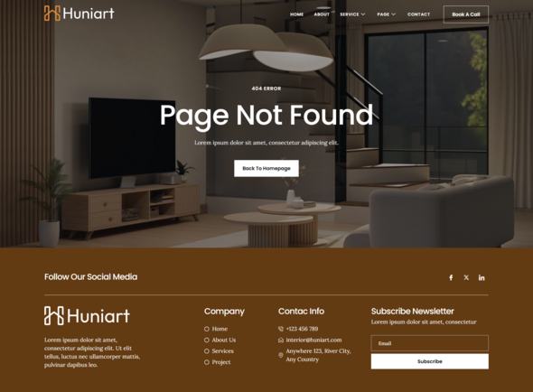 Huniart - Interior Design Service Elementor Template Kit
