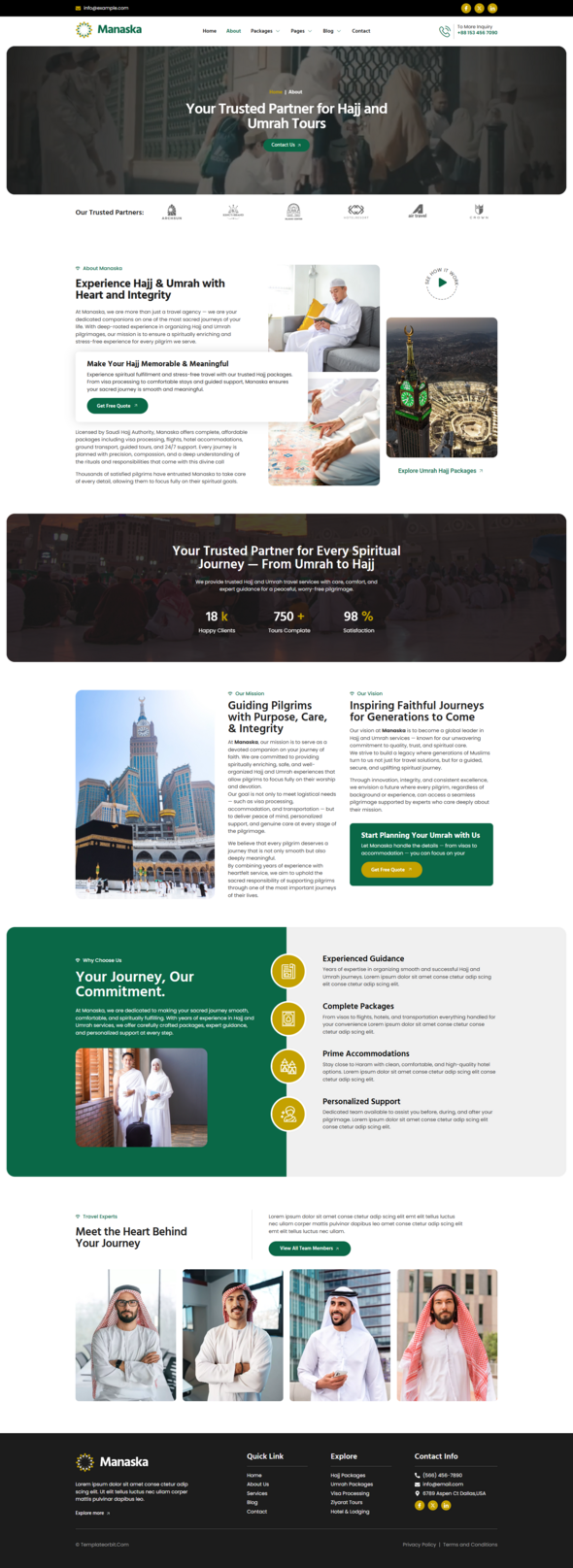 Manaska – Hajj & Umrah Tour Agency Elementor Template Kit