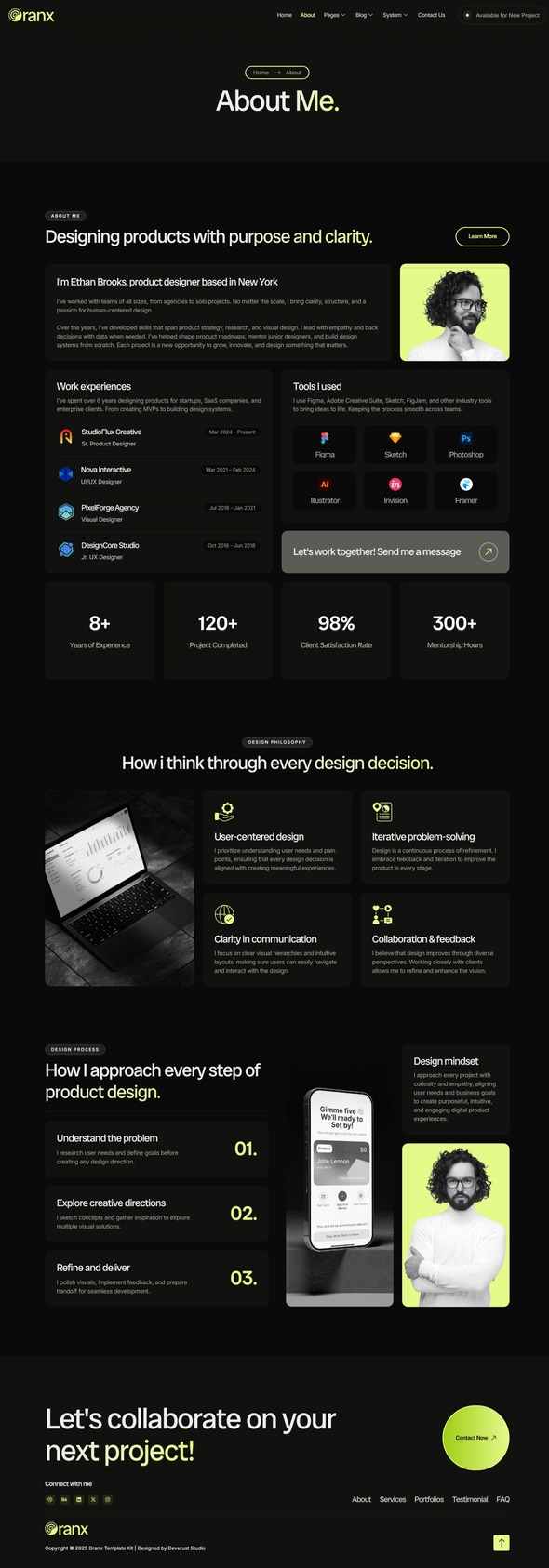 Oranx - Product Designer Personal Portfolio Elementor Template Kit