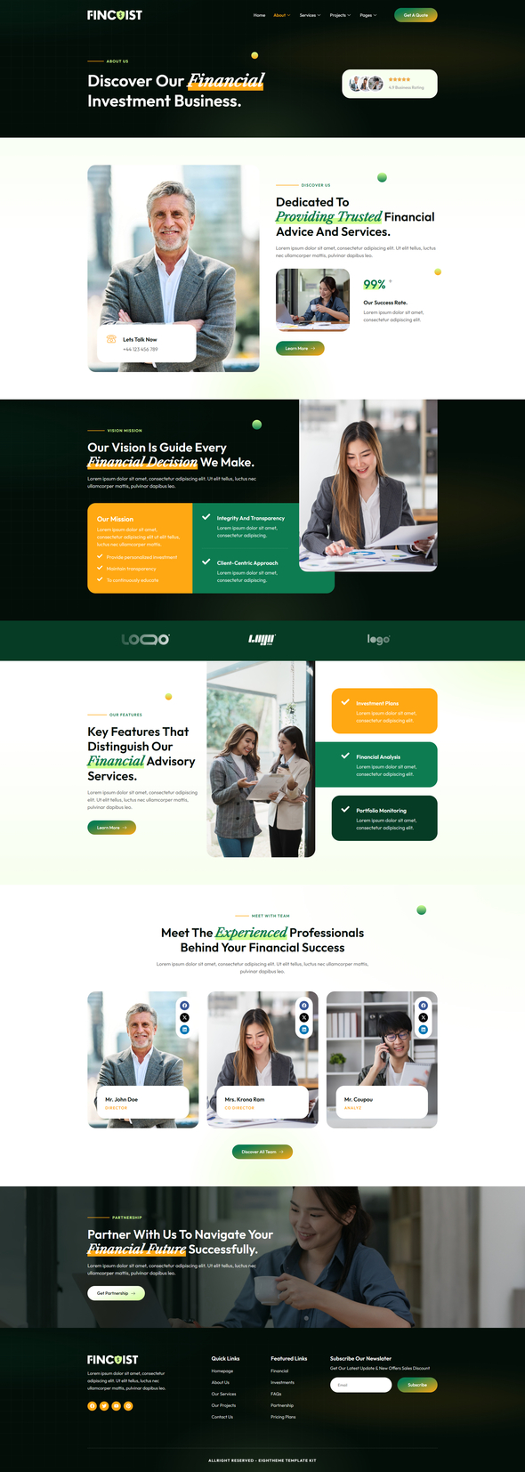Fincoist - Financial Investment Advisor Elementor Template Kit