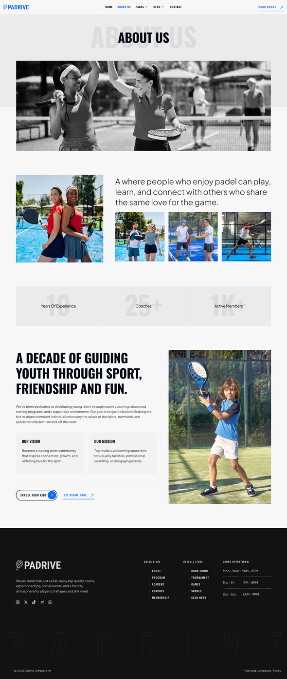 Padrive - Padel Club Elementor Template Kit