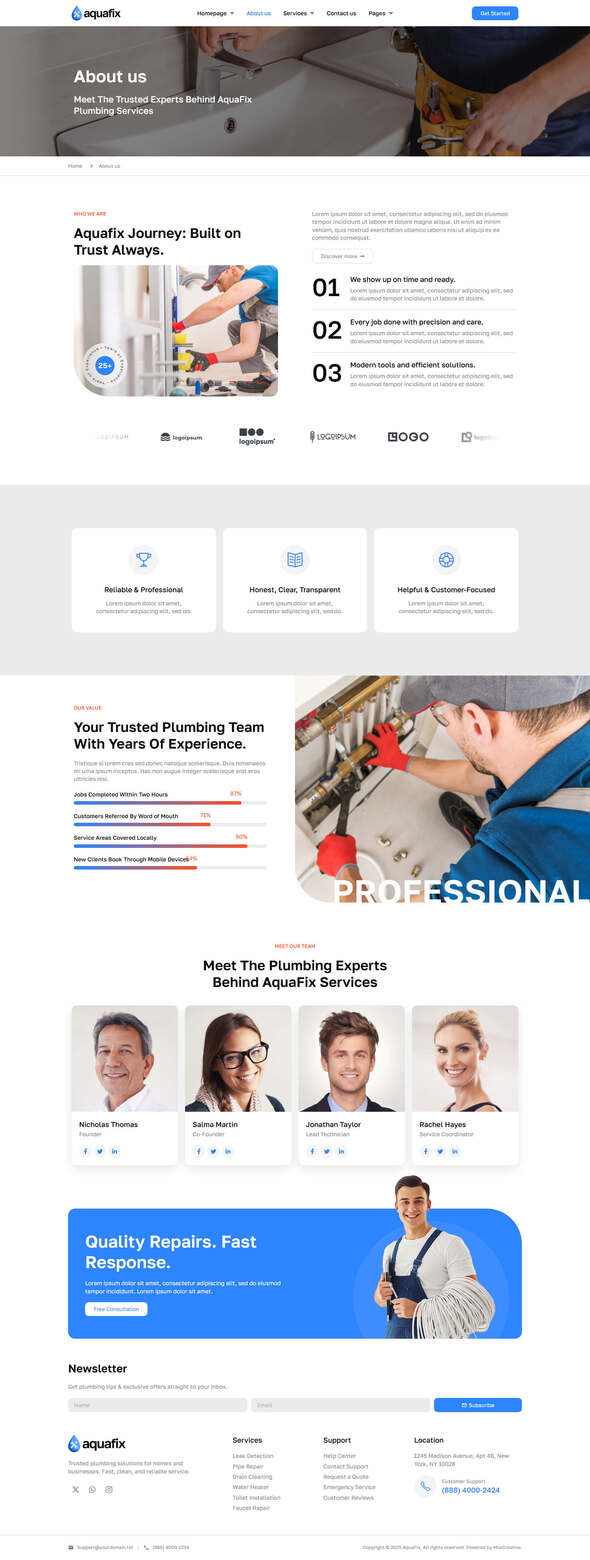 Aquafix - Plumber & Repair Service Elementor Template Kit