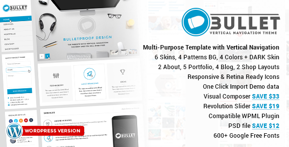 Bullet - Multipurpose Vertical Menu WP Theme