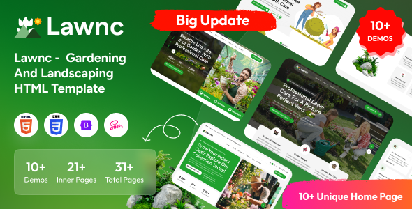Product preview supplied for Lawnc -  Gardening & Landscaping HTML Template