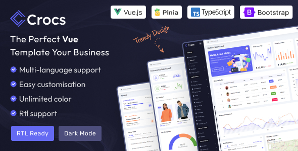 Crocs - Vue JS Admin Dashboard Template