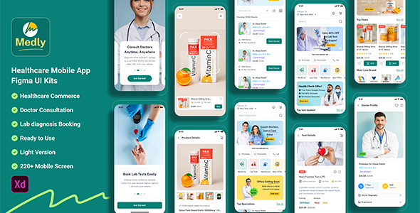 Medly – Healthcare Mobile App Adobe XD UI Kits