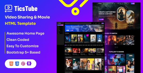 TicsTube - Video Sharing & Movie Website HTML Template