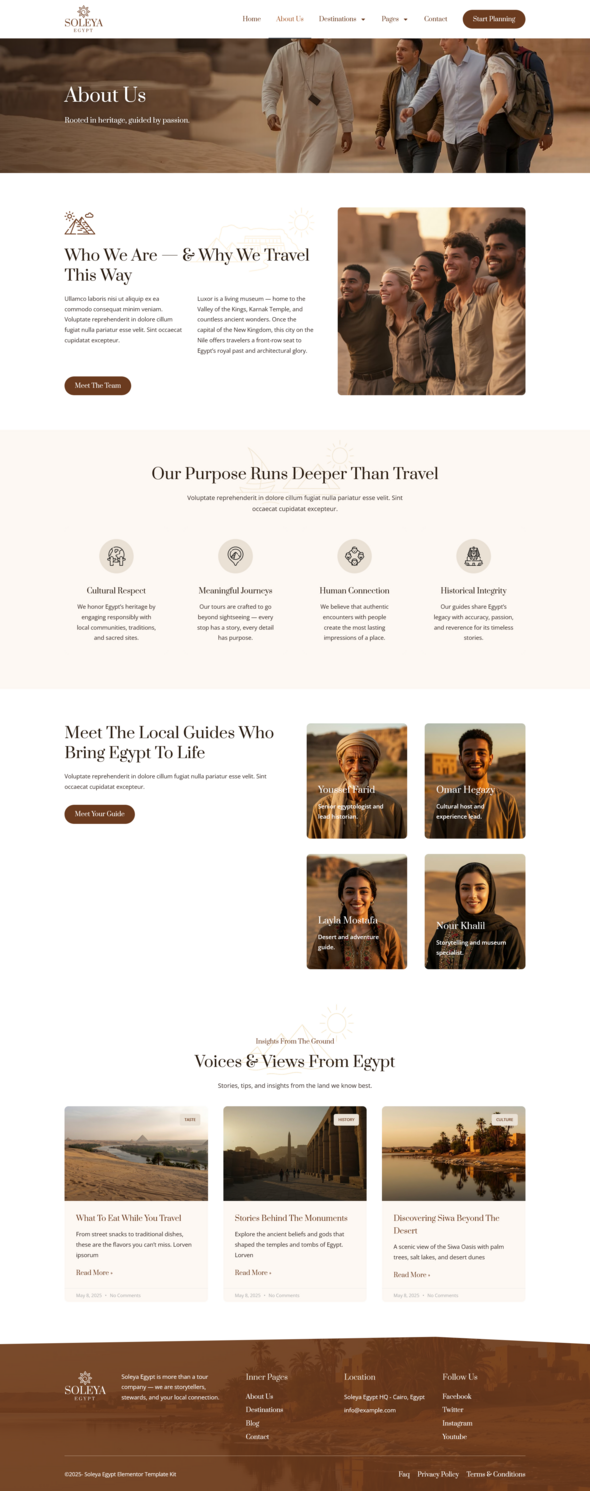 Soleya - Cultural & Historical Egypt Travel Elementor Pro Template Kit