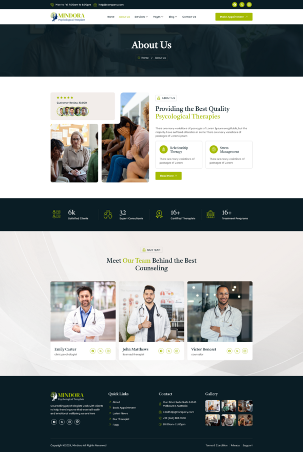 Mindora - Psychology & Counseling Elementor Template Kit