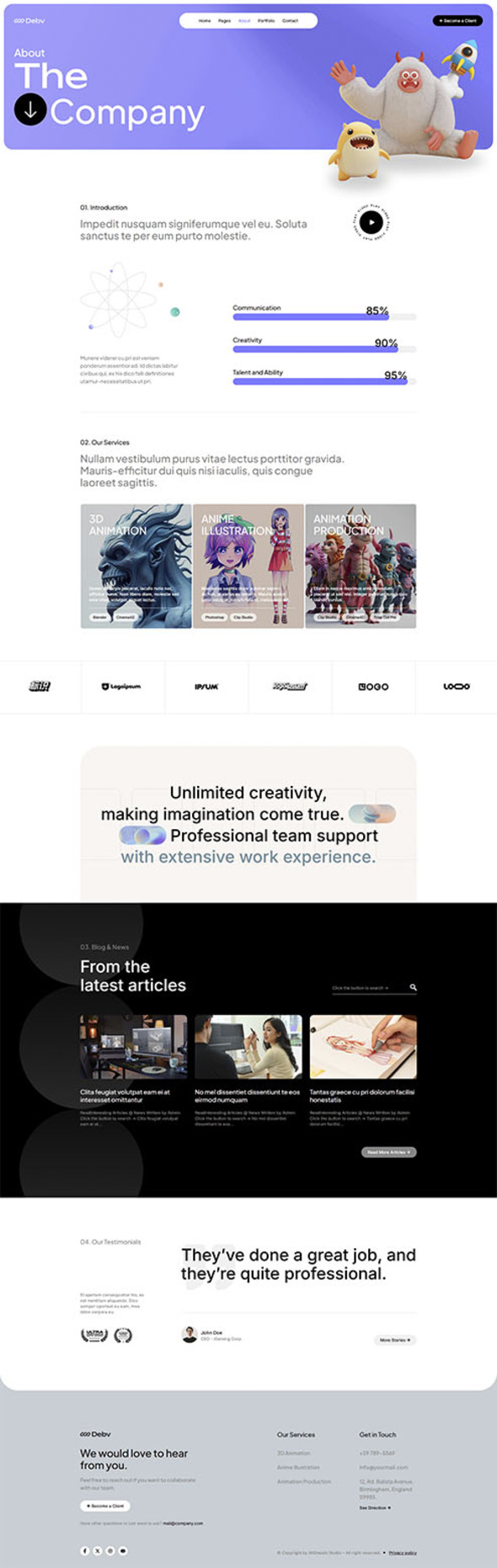 Debv - Animation Studio Elementor Template Kit