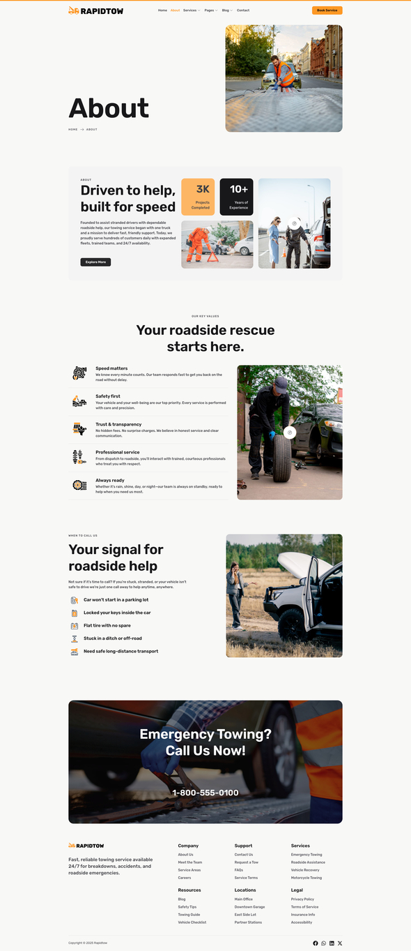 Rapidtow - Towing Service Elementor Template Kit