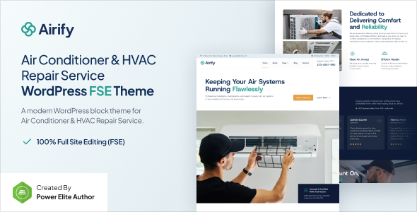 Airify – HVAC Repair Service Gutenverse FSE WordPress Block Theme
