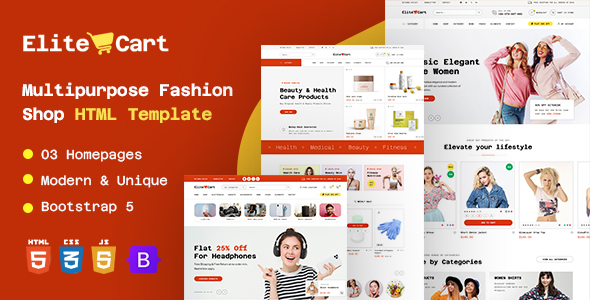 EliteCart – Bootstrap 5 HTML Template for Fashion & Clothing eCommerce