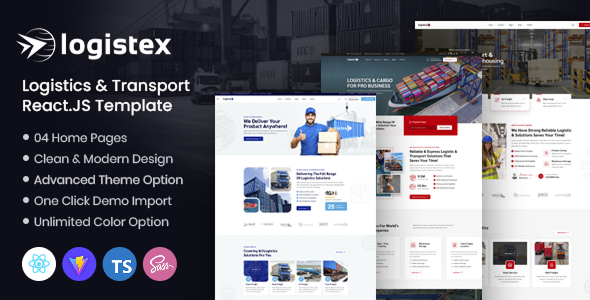Product preview supplied for Logistex - Transport & Logistics ReactJS Template