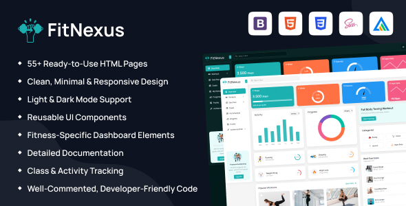 FitNexus – Fitness & Gym Admin Dashboard HTML Template