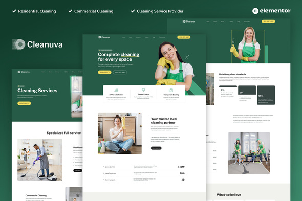 Cleanuva - Cleaning Services Elementor Pro Template Kit