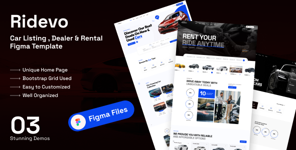 Ridevo - Car Rental & Car Listing Figma Template