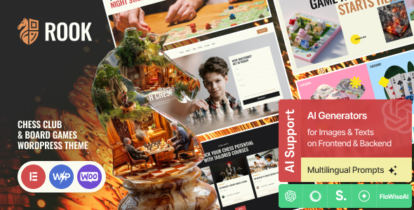 Rook - Chess Club & Board Games WordPress Theme + Online Store