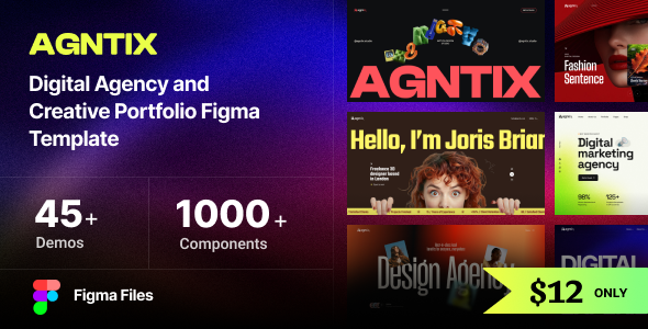 Agntix - Digital Agency & Creative Portfolio Figma Template product preview