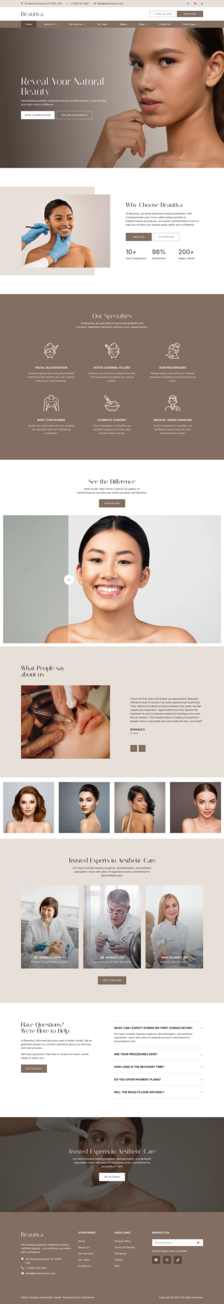 Beautiva - Plastic Surgery Aesthetic Professionals Elementor Template Kit