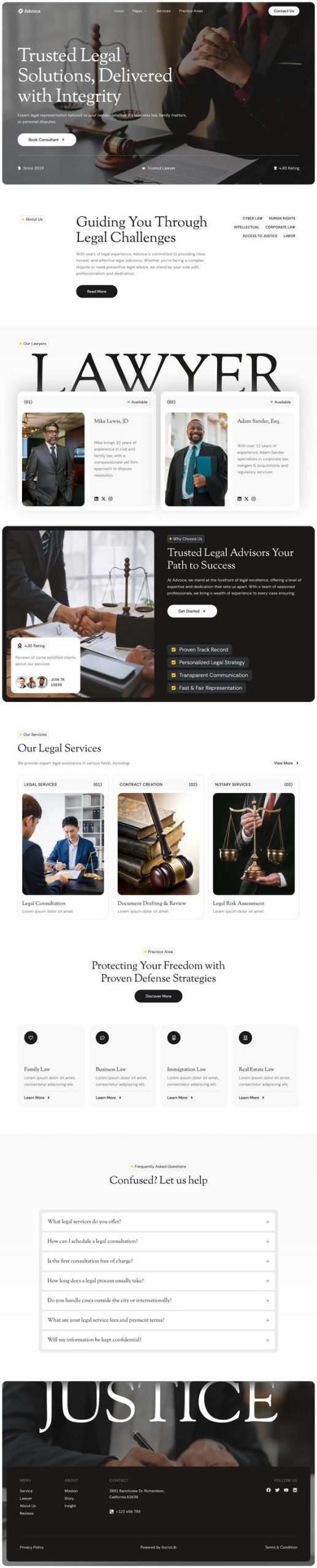 Advoca - Lawyer & Attorney Service Elementor Template Kit