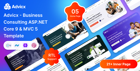 Advicx - ASP.Net Core 9 & MVC 5 Business Consulting Template product preview