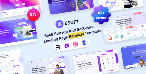 eSoft - Remix.Js SaaS Startup & Software Landing Page Template