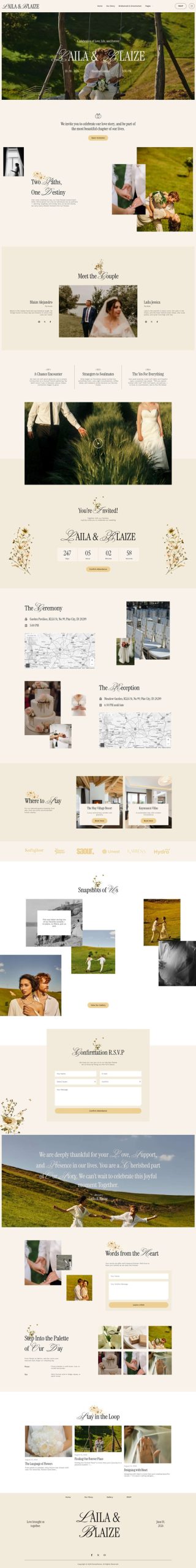 Laila & Blaize - Wedding Invitation Elementor Template Kit