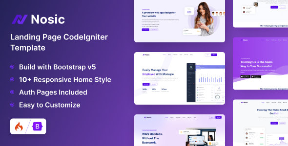 Nosic - Responsive Landing Page CodeIgniter Template