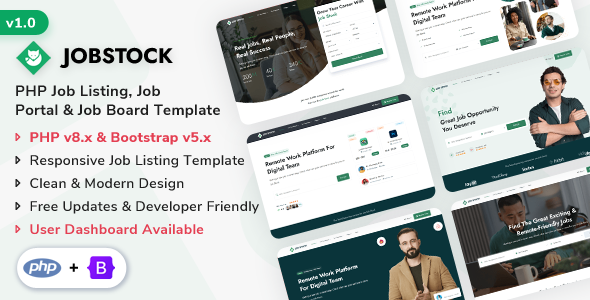 JobStock - PHP Job Listing, Job Portal Landing & Admin Dashboard Template
