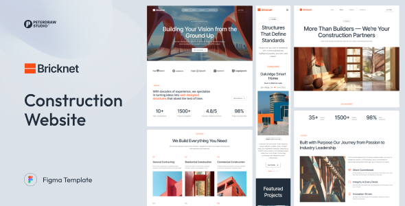Preview image for Bricknet - Construction Website UI Figma Template