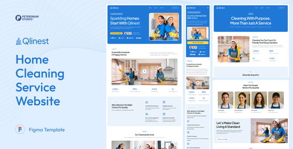 Preview image for Qlinest - Home Cleaning Service Website UI Figma Template