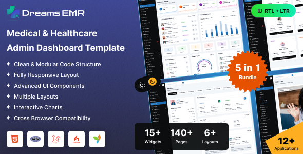 Dreams EMR - Healthcare, Hospital & Electronic Medical Records PHP Admin Template