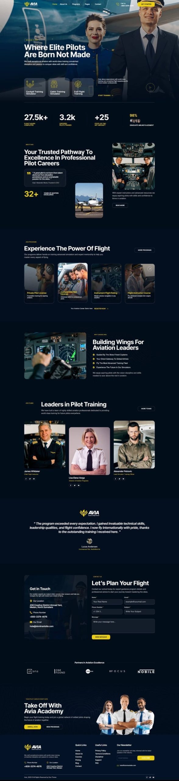 Avia - Aviation & Flight School Elementor Template Kit