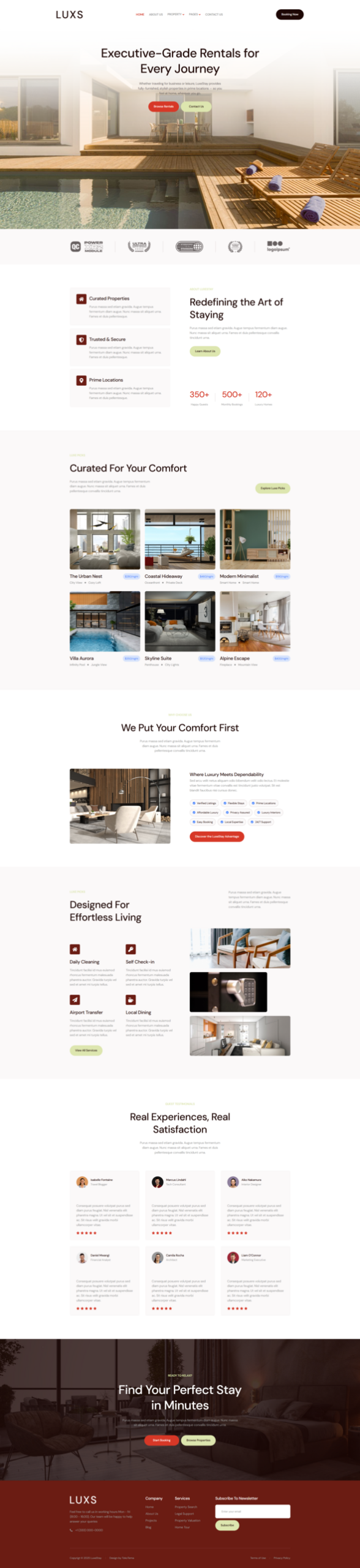 LuxeStay - Rental Property Elementor Template Kit