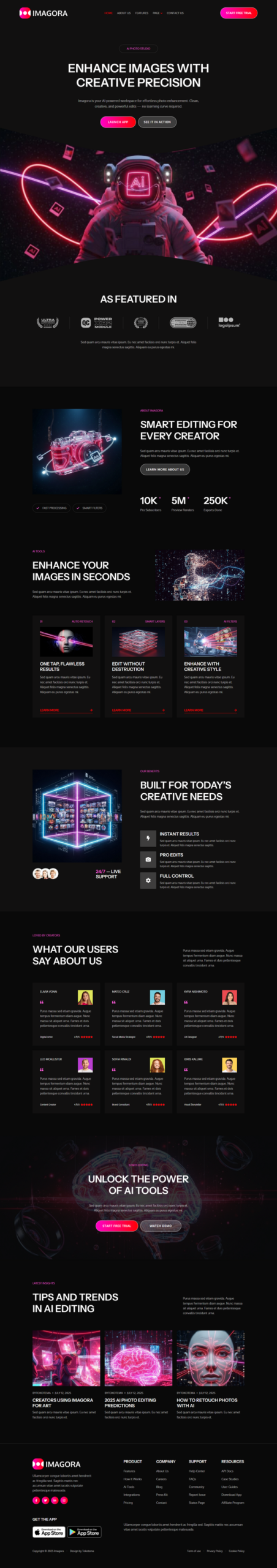 Imagora – Creative Saas AI Photo App Elementor Template Kit product preview