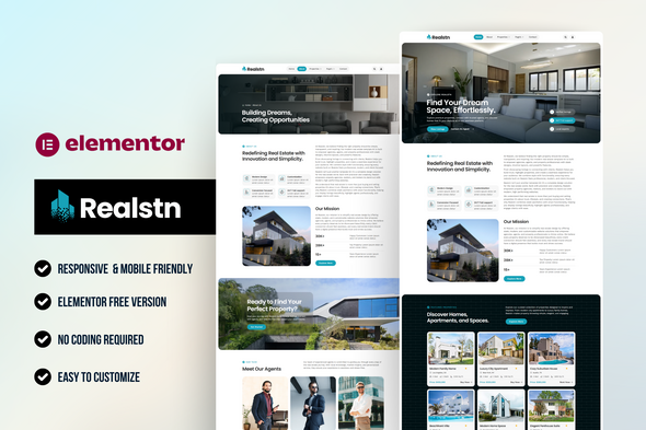 Realstn – Real Estate & Property Elementor Template Kit