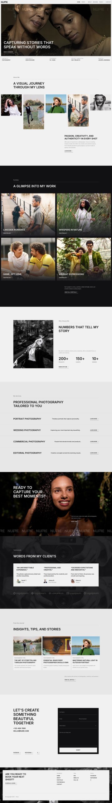 Nure - Photography Portfolio Elementor Template Kit