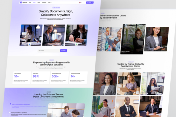 Signovo – E-signature & Document Management SaaS Elementor Template Kit