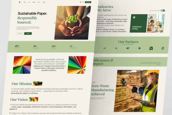 Forustra – Eco-Friendly Elementor Template Kit for Paper & Forest Product Companies