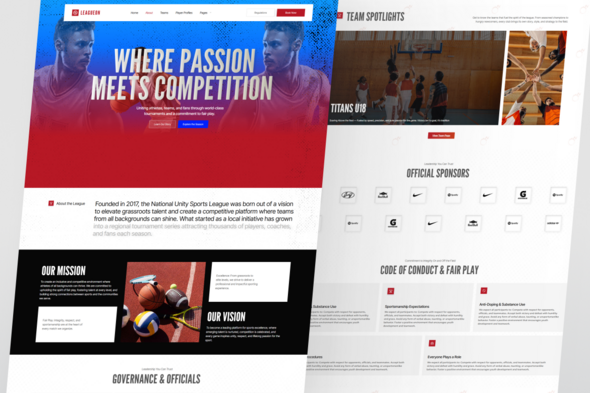 Leagueon – Sports League & Tournament Elementor Template Kit