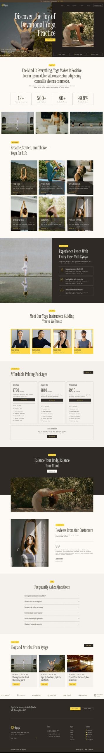 Kyoga - Yoga Studio & Fitness Elementor Template Kit
