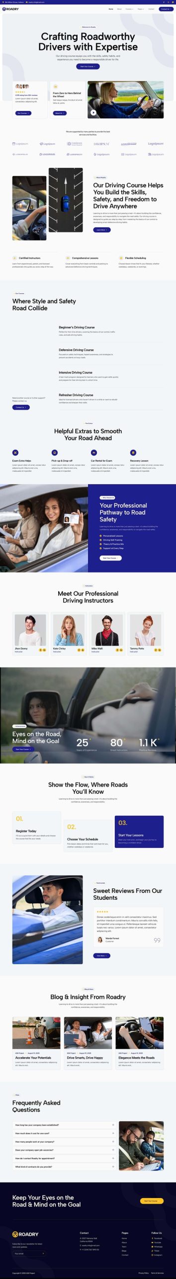 Roadry - Driving Course & Traffic School Elementor Template Kit