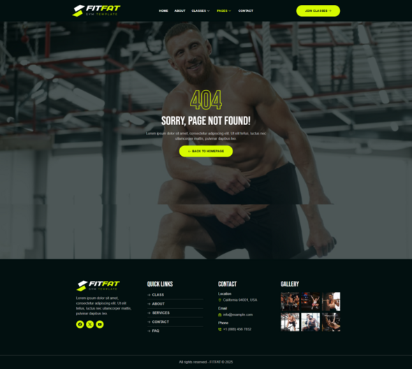 Fitfat - Gym & Fitness Elementor Template Kit