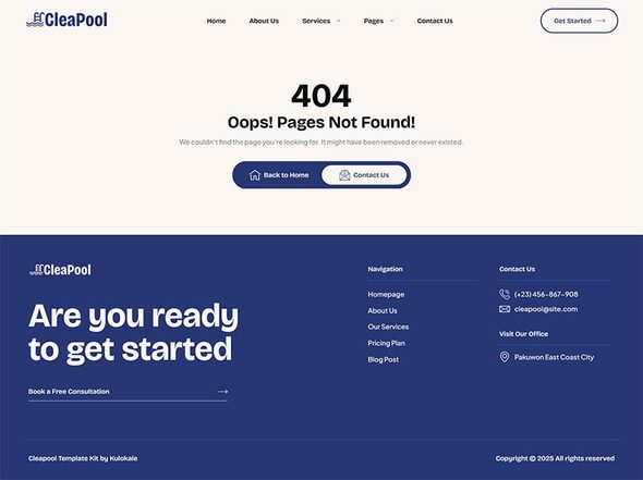 Cleapool - Swimming Pool Cleaning and Maintenance Service Elementor Template Kit