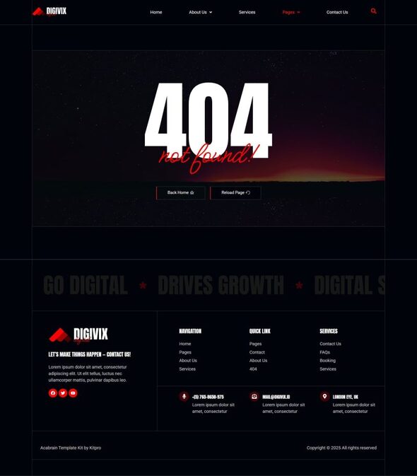 Digivix - Dark Digital Agency Elementor Template Kit
