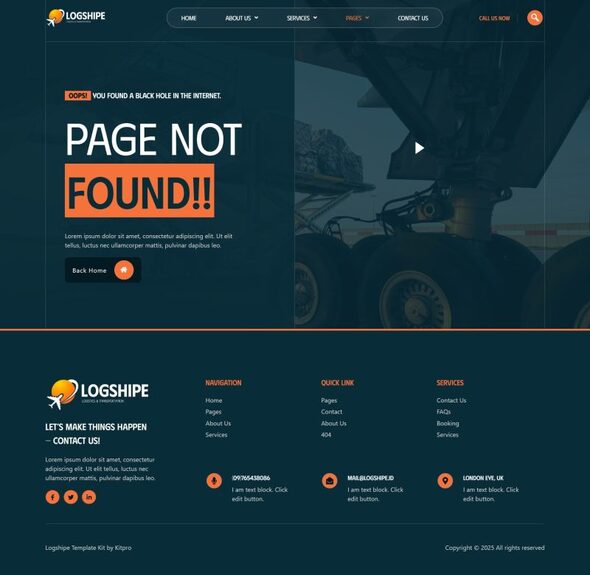 Logshipe - Logistics & Transportation  Elementor Template Kit