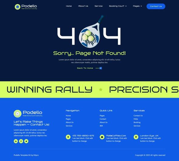 Podello - Padel Club & Community Elementor Template Kit