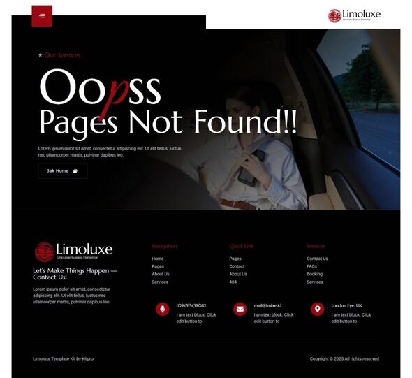 Limoluxe - Limoan Limousine Business Elementor Template Kit